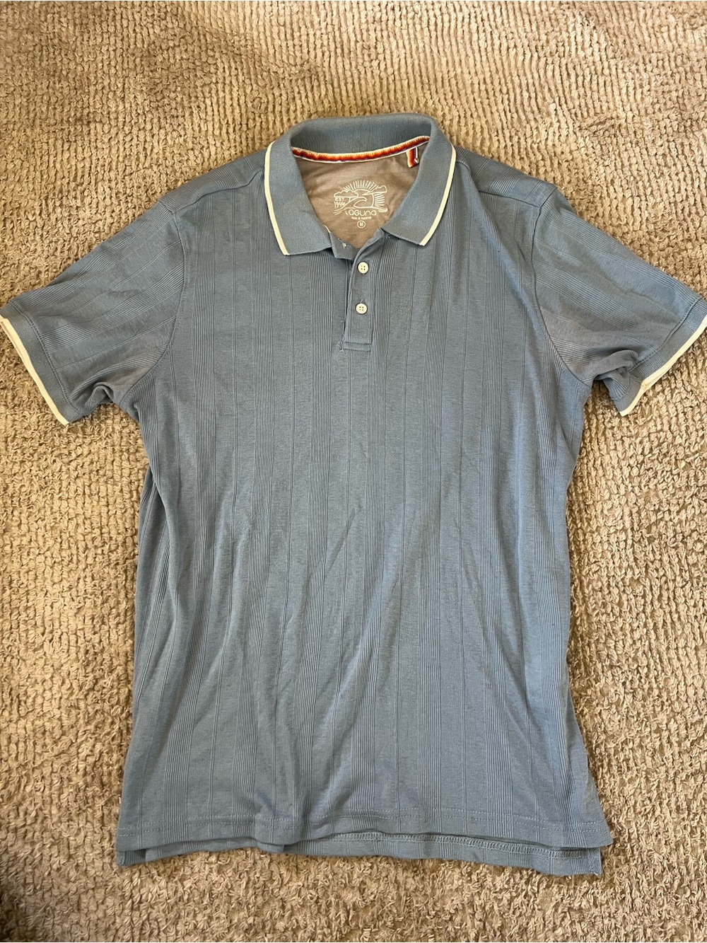 Men's Light Blue Polo with Contrast Piping